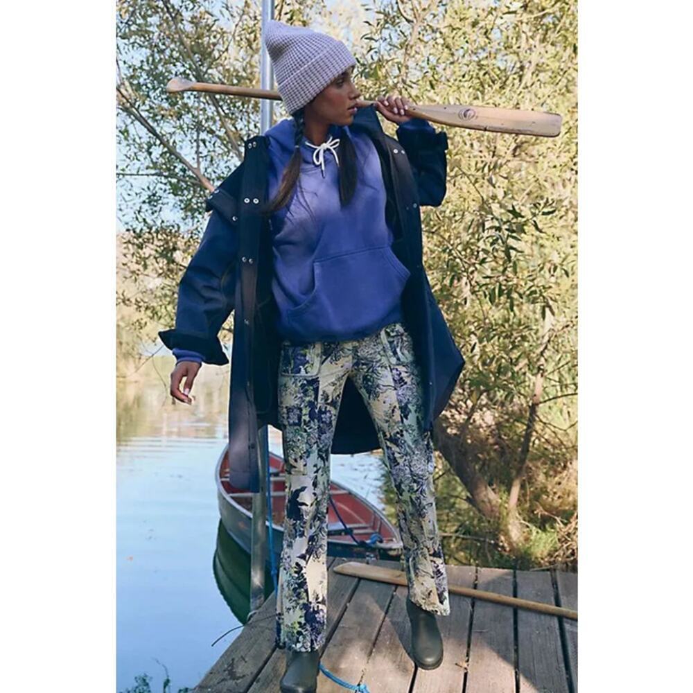 Free People Moon Magic Reflective Rain Parka Navy Size M - Picture 3 of 13